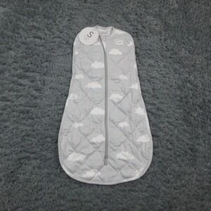 Smooch HugMe Weighted Swaddle Gown Baby 0-3M Gray Cloud Print Zip Sleep NWT